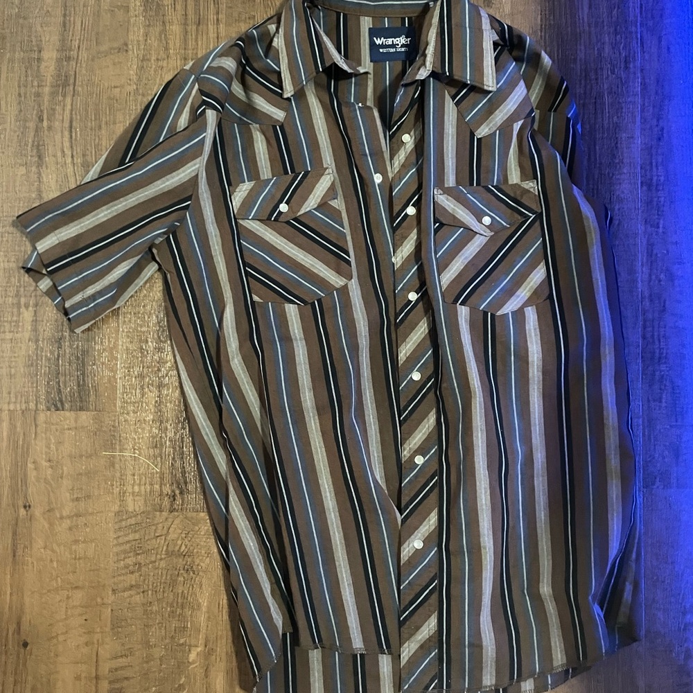 Wrangler retro brushpopper brown and blue striped